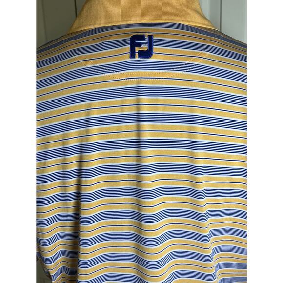 FootJoy Polo Shirt Mens Small Orange Blue Stripes Short Sleeve Pelham Logo - Picture 4 of 7